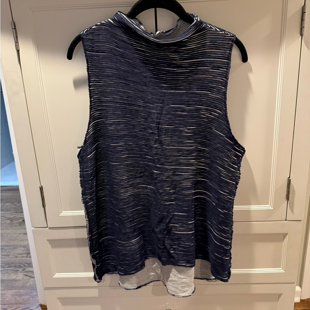 Nation LTD Mock Neck Grey Striped Tank Top Size: Medium